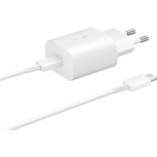 Сетевое зарядное устройство Samsung Adapter 25W Type C с кабелем White (EP-TA800XWEGWW) сетевое зарядное устройство для samsung ep t4510 с type c входом 45w в комлекте с кабелем 5a 1m цвет black