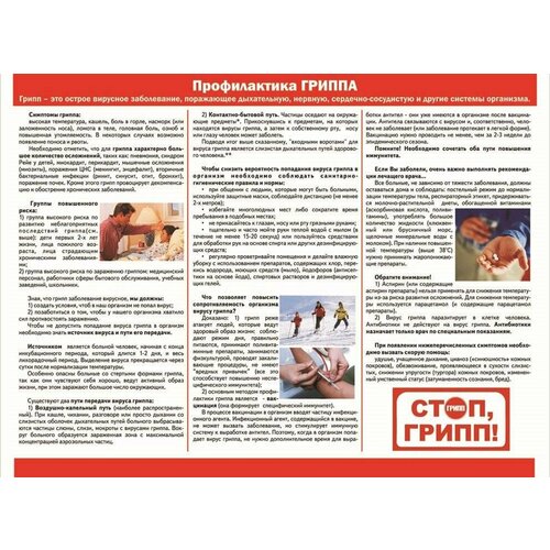 Плакат - таблица Профилактика гриппа (1x0,7)
