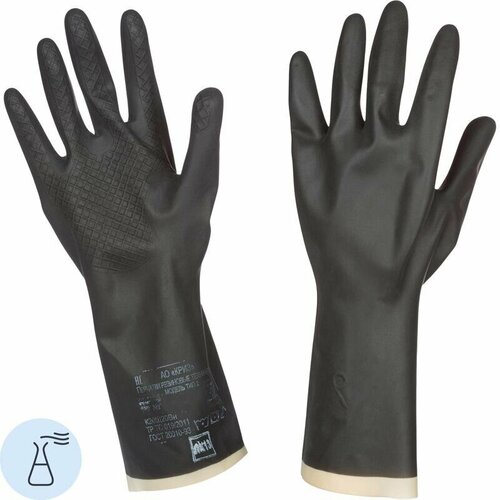 Перчатки защитные латексные криз КЩС тип 2, черные, размер 9 (L), 1 пара перчатки кщс латексные криз тип 2 черные размер 9 l 1569592