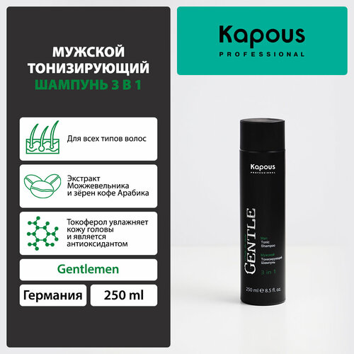 мужской карбоновый шампунь kapous gentlemen 250 мл Kapous шампунь Gentlemen тонизирующий, 250 мл