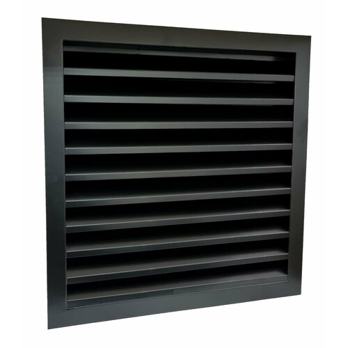 Решетка наружная вентиляционная 400х400 жалюзийная встраиваемая металлическая черная оцинкованная 5980₽