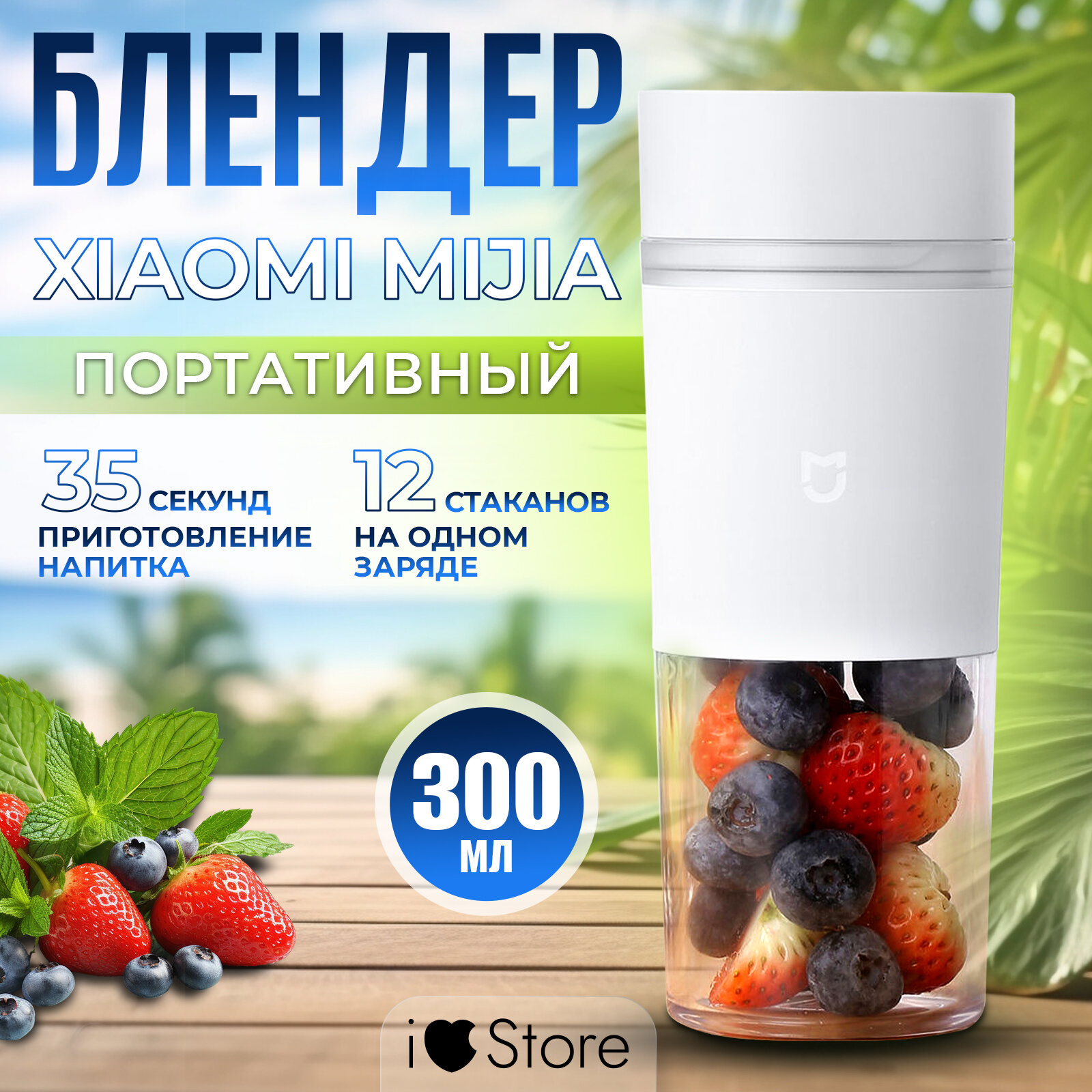 Портативная соковыжималка блендер Xiaomi Mijia Portable Juicer Cup 300 ml