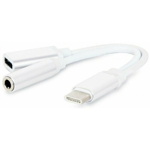 Переходник USB Type-C - 3.5 Jack/USB Type-C, Gembird (CCA-UC3.5F-02-W) адаптер buro bhp usb type c m usb type c f minidisplayport f 0 1 м серебристый