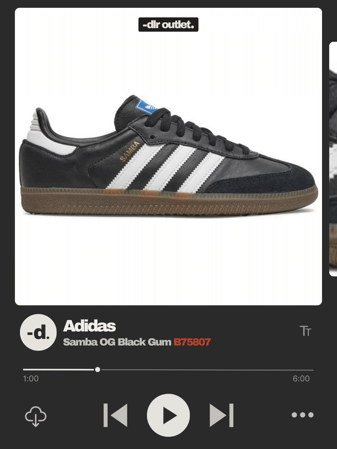 Кроссовки adidas Samba OG, размер 8us / 7,5uk / 41fr / 40ru / 25,5cm, black/gum