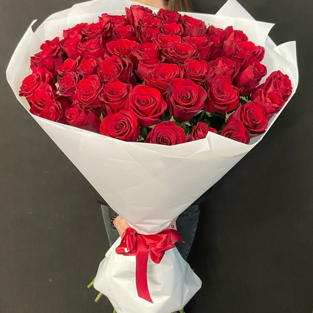 51 метровая роза / Букет из 51 высокой метровой розы 100 см / Длинные метровые розы