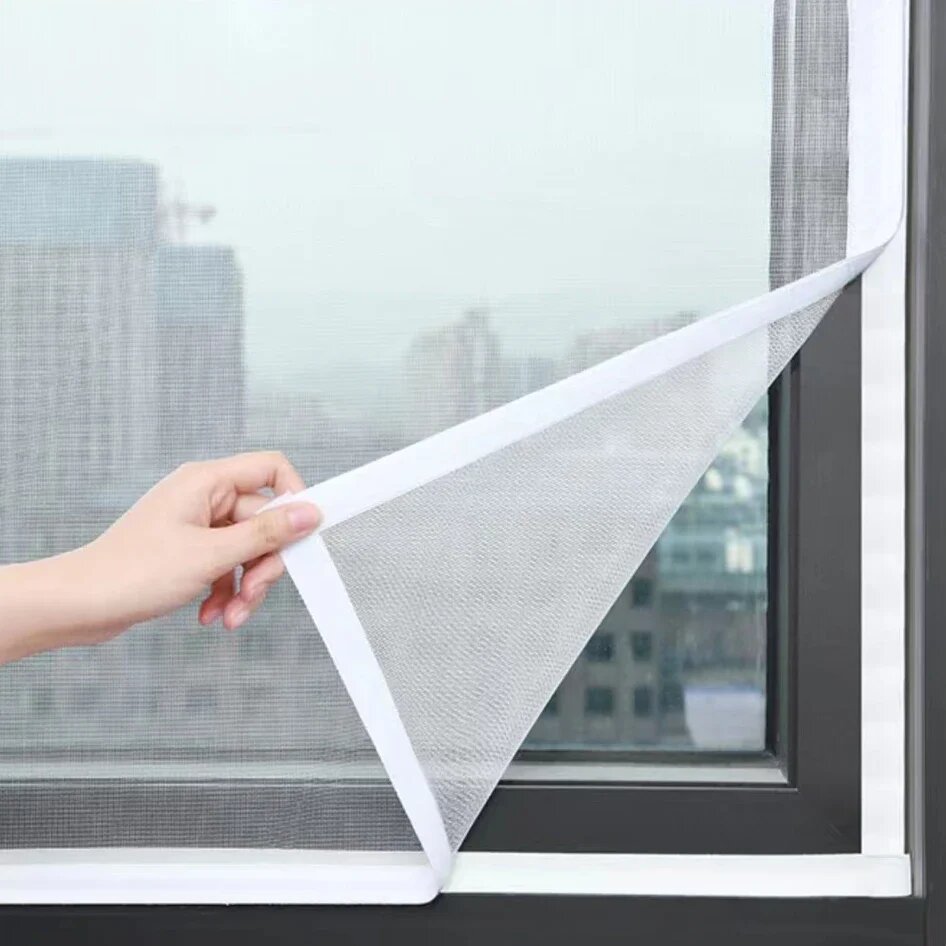 Самоклеящаяся оконная москитная сетка, разные размеры, white 90CM, 140CM