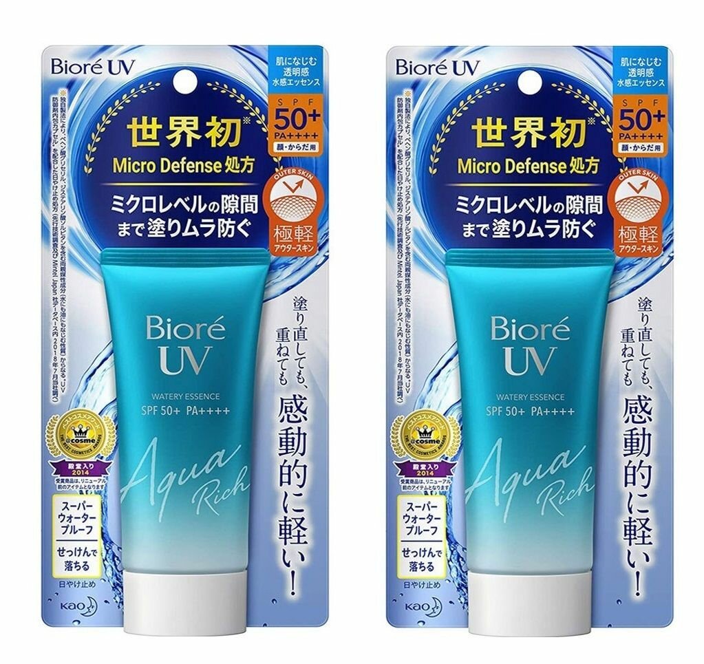 BIORE UV Light Up Essence SPF 50+, японский солнцезащитный крем, суперлегкий матирующий санскрин, 70 мл, 2 шт.
