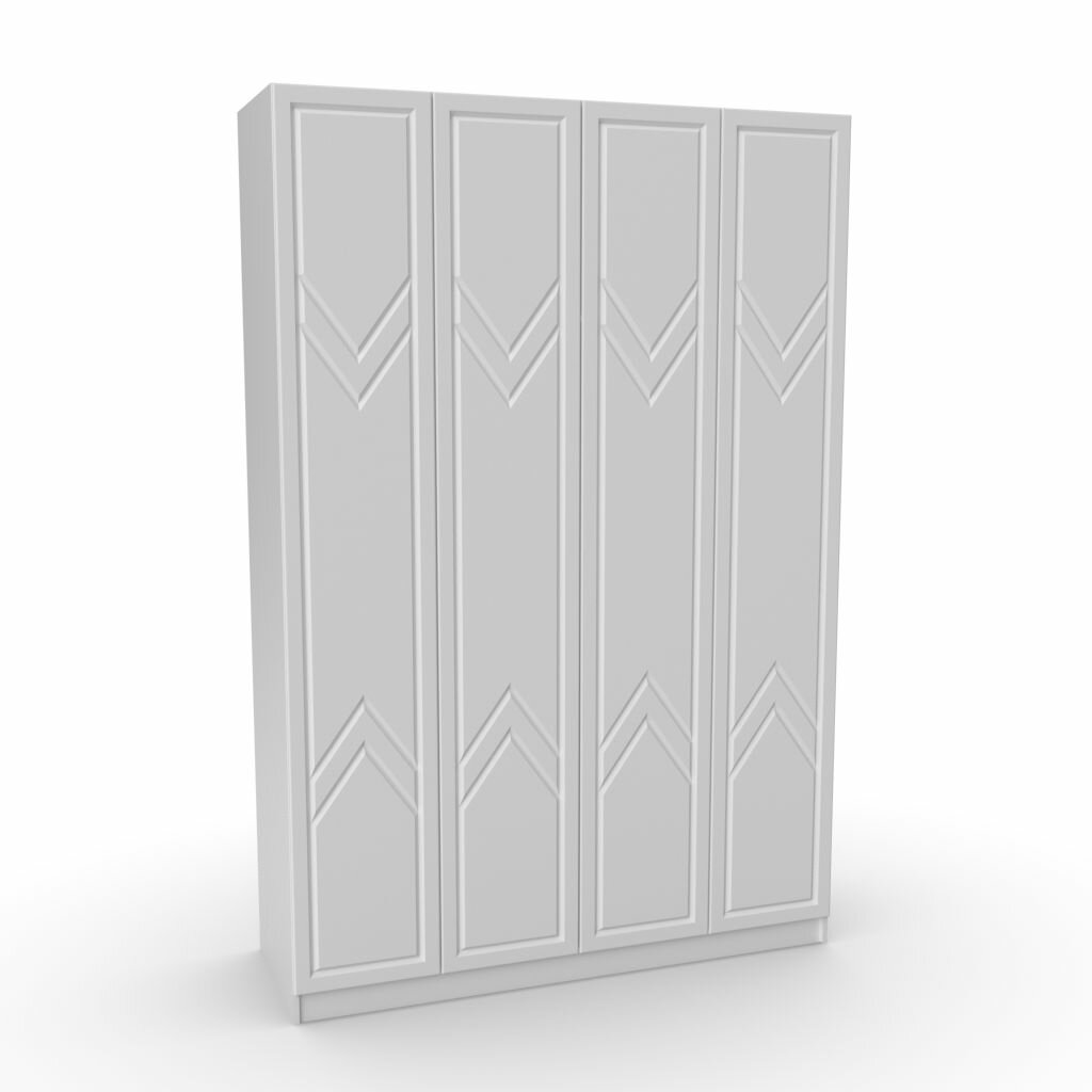 фото Шкаф распашной 160х55х240 Ренессанс, белый/ мдф кашемир soft touch, 4х створчатый