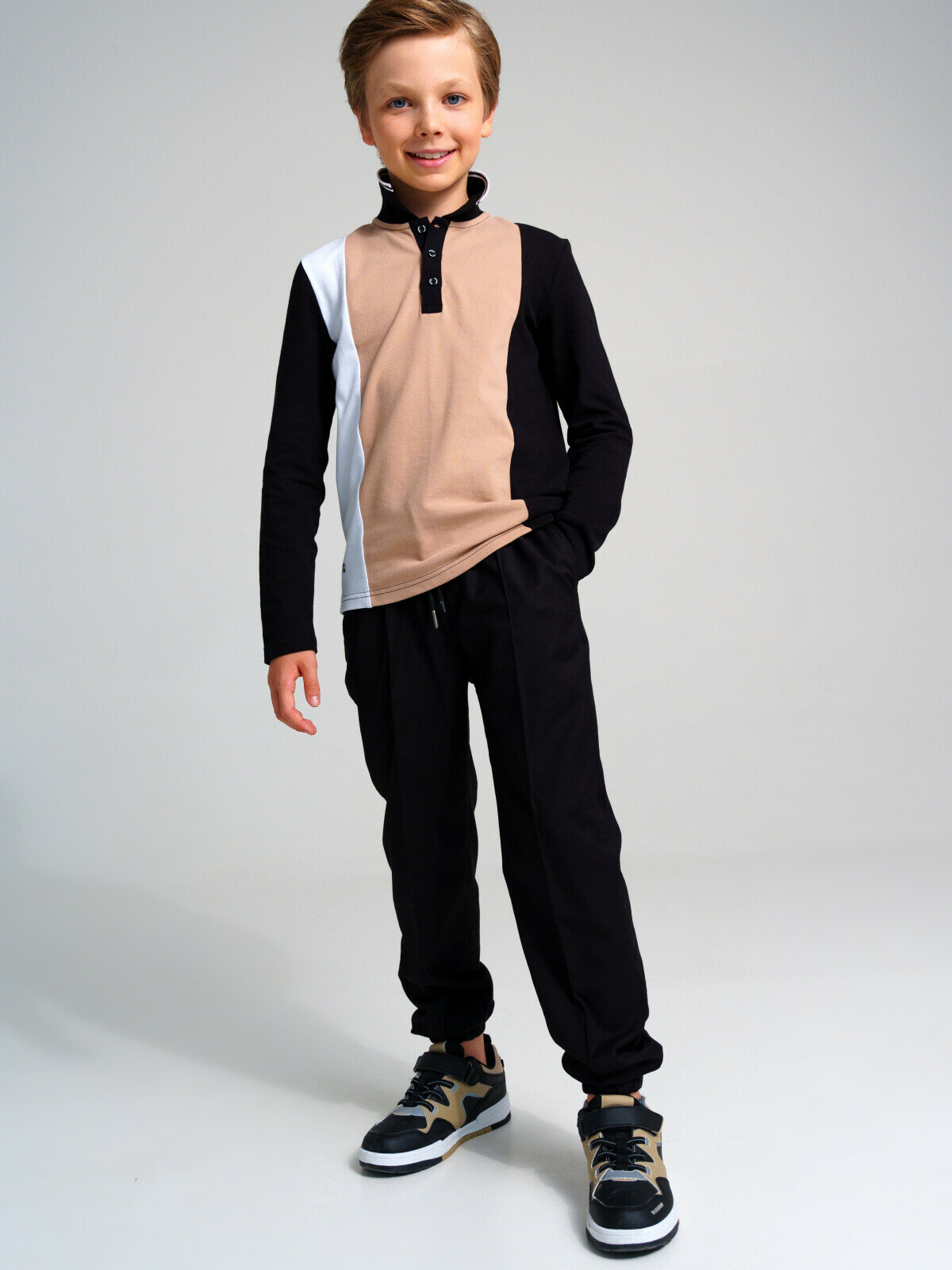 Брюки школьные playToday размер 140 черный