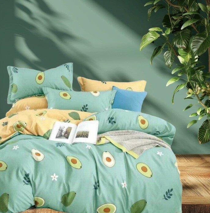 фото Постельное белье 2 х спальное (двуспальная) евро / комплект 2-спальный евро премиум TOP_T поли сатин Ивановский текстиль постельные принадлежности набор наволочки 70х70 пододеяльник 175х215 простынь 200х215 евро для подростка мальчика/девочки зеленый