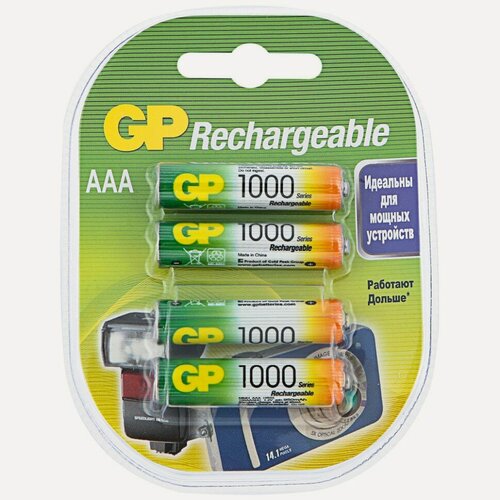 Изображение товара Аккумулятор GP R03 AAA NI-MH 1000mAh BL4, упаковка 4 шт.