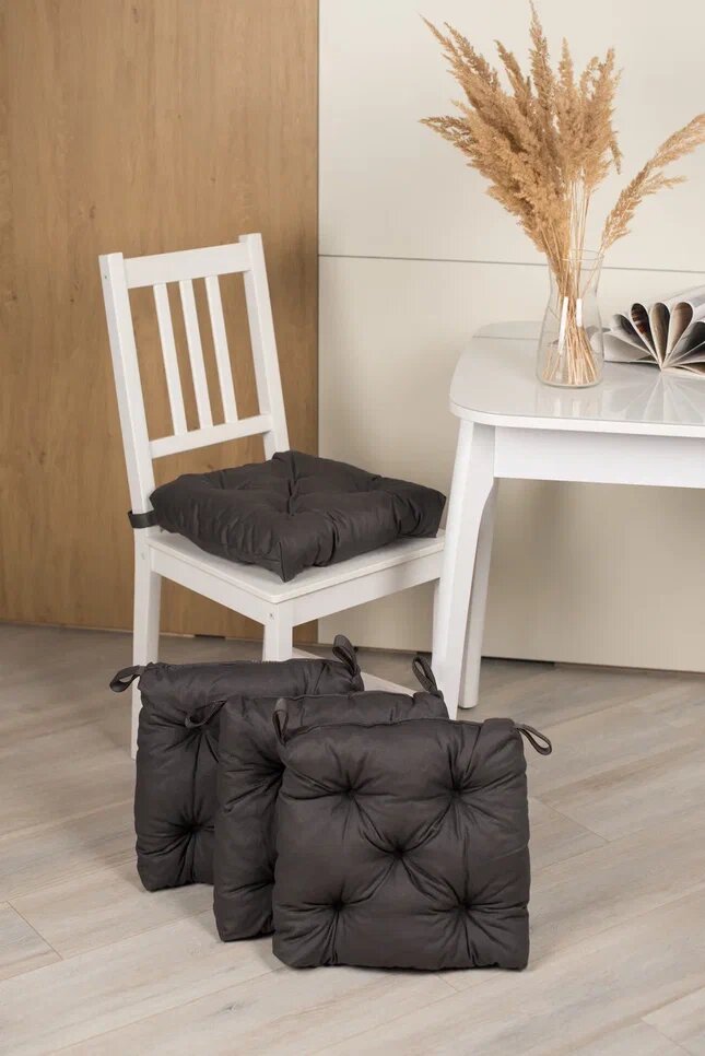 Комплект ( 4шт) Подушек на стул 40/35x38x7 серый 23 Линия