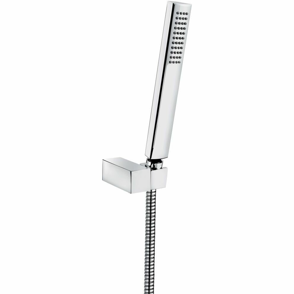 Emmevi, набор ручного душа 131: прямоугольная лейка, шланг 150 см и держатель лейки (все детали из латуни), цвет брашированный никель