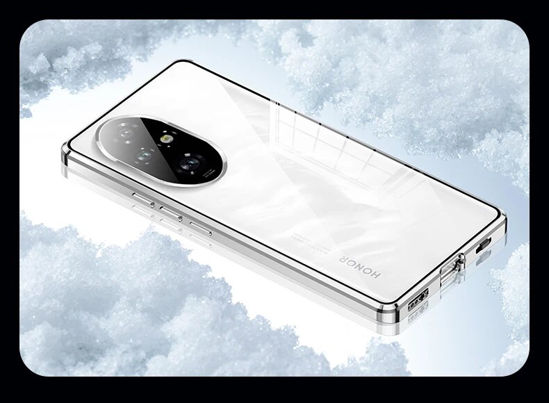 Чехол для Honor 200 100 Pro с магнитным стеклом, HD прозрачный защитный чехол для Honor 200 Pro, противоударный бампер Funda, Белый, Honor 200 Pro