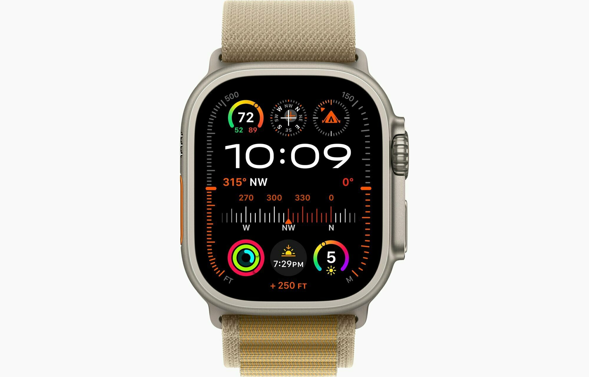 Умные часы Apple Watch Ultra 2 49 мм (2024) Natural Titanium Case GPS + Cellular, Tan Alpine Loop, размер ремешка S (Вторая версия) — фото 1