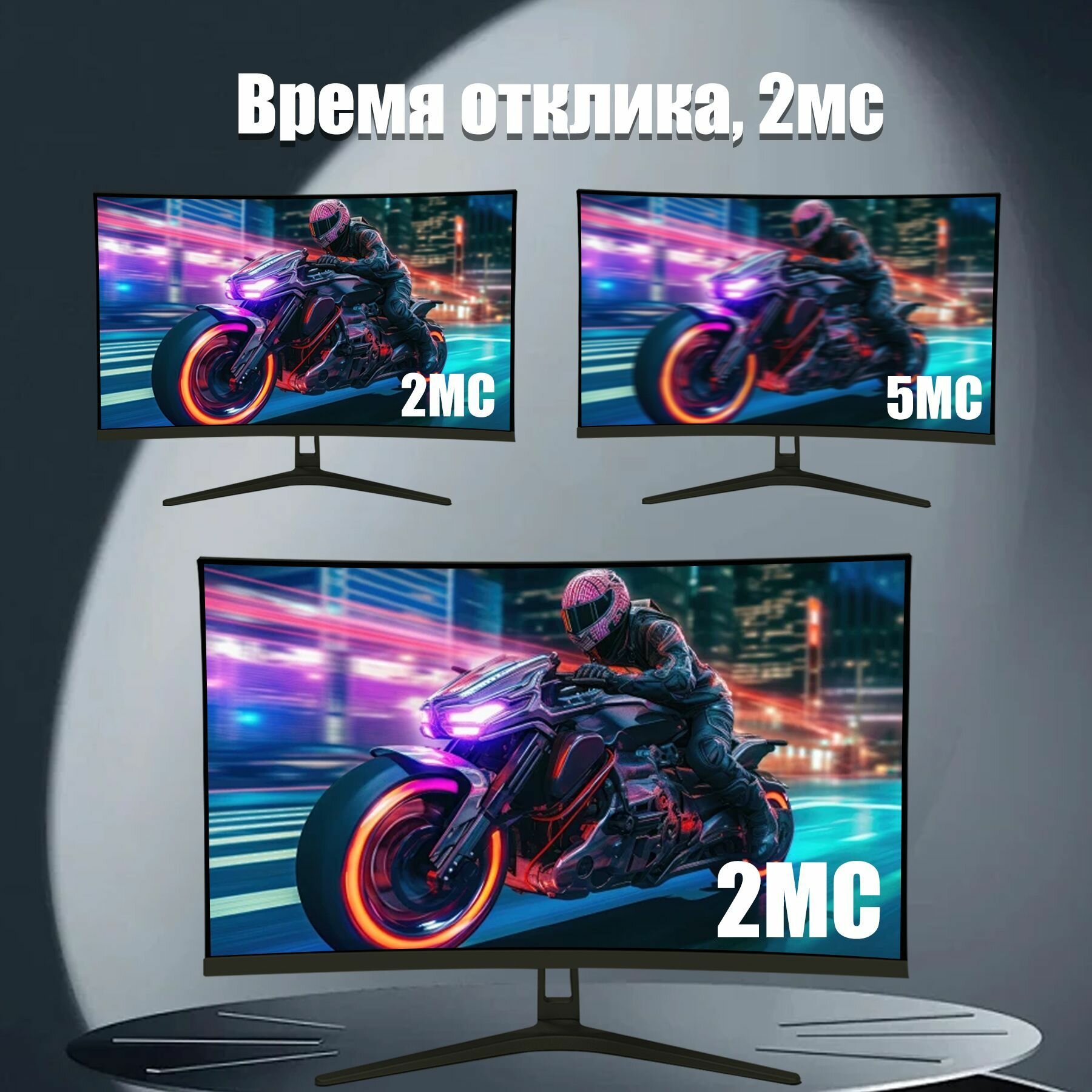 32" Монитор, Full HD, 2k , частота обновления 165 Гц,1500R, чёрный — фото 1