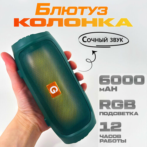 Портативная блютуз колонка TWS Bluetooth 5Вт до 12 часов 6000mAh RGB-подсветка 970₽