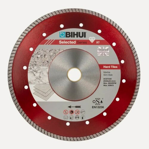 Изображение товара Алмазный диск Bihui Turbo DCDT230, для керамогранита и мрамора, толщина 2 мм