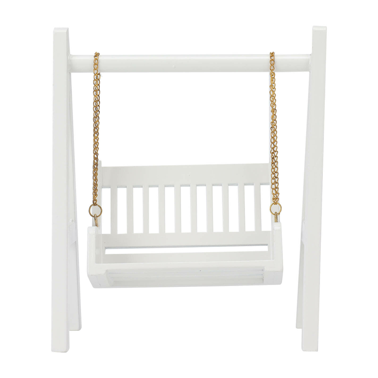 1/12 Dollhouse Swing with Gold Chain White Miniature Wooden Exquisite Mini Decoration Tool