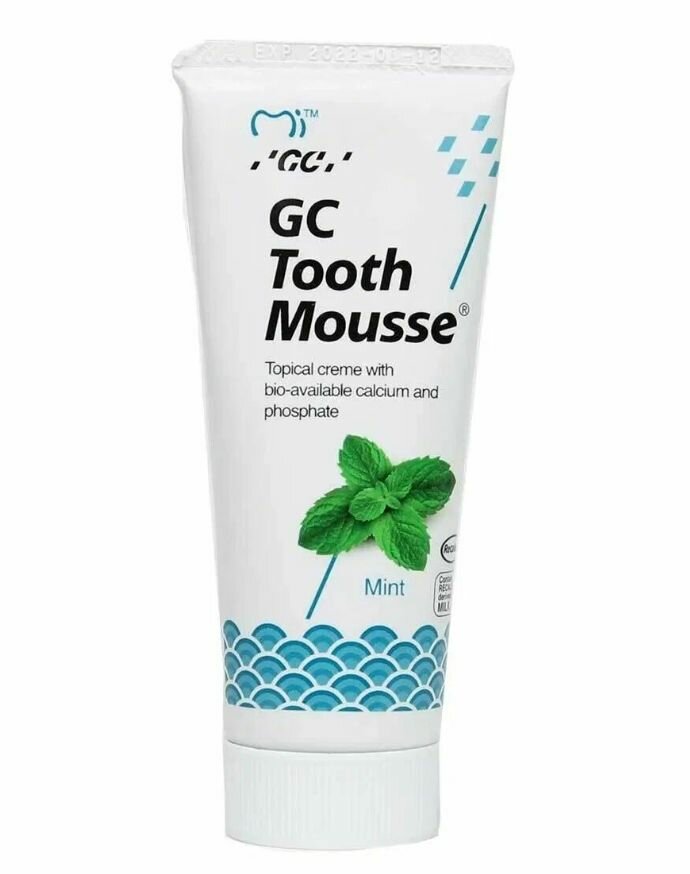 Стоматологические Гели Зубной гель Tooth Mousse Тусс мусс - аппликационный гель для реминерализации и снижения чувствительности зубов, 40 г (Мята)