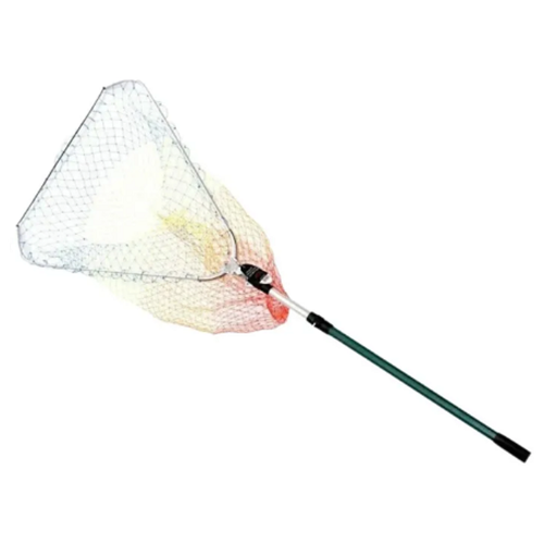 Подсак рыболовный складной телескопический треугольный с зеленой ручкой 50 см