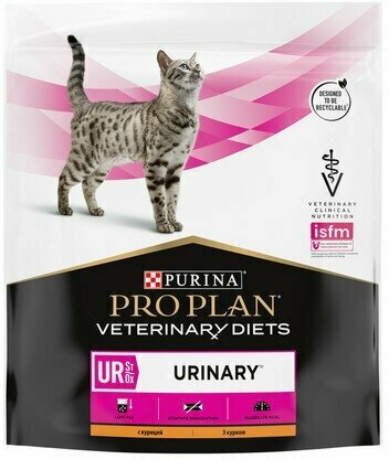Сухой корм полнорационный диетический PRO PLAN Veterinary Diets UR St/Ox Urinary для взрослых кошек при болезни нижних отделов мочевыводящих путей, c курицей, 350 гр