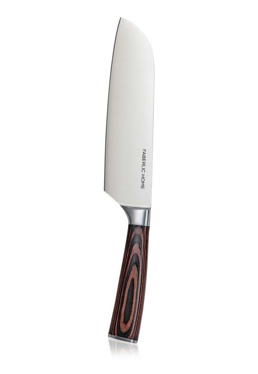 Нож сантоку Faberlic, с чехлом, нержавеющая сталь, дерево пакка, 30.5 см