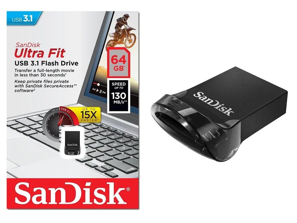 USB флеш накопитель 64Gb SanDisk Ultra Fit USB 3.1 (SDCZ430-064G-G46)