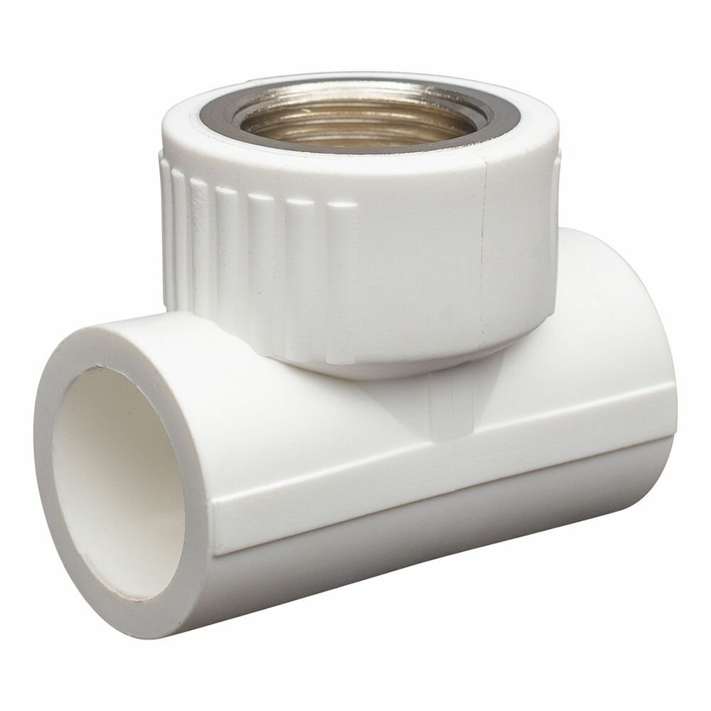 Тройник полипропиленовый 3/4" на 20 мм, комбинированнный, резьба внутренняя, 1 шт — фото 1