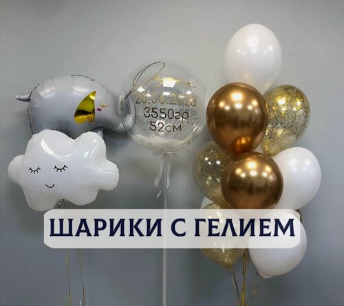 Изображение товара Воздушные шары с гелием, шарики воздушные на выписку для девочек №1705