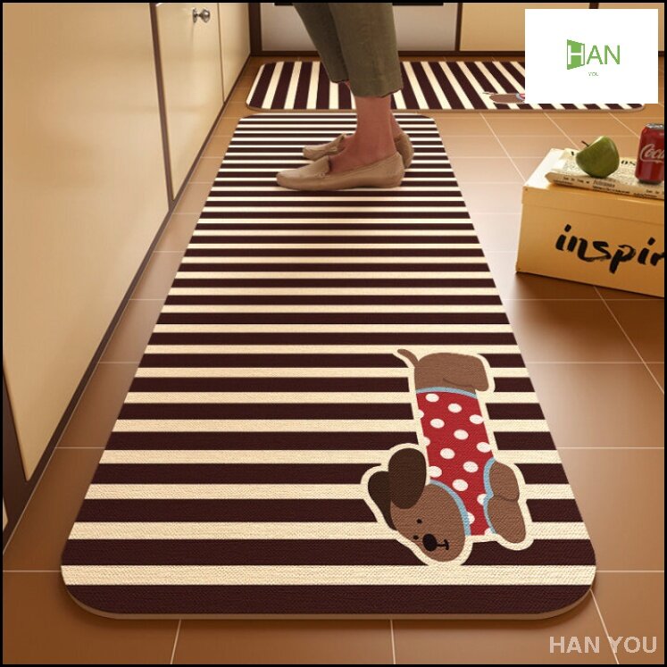 Эксклюзивный комплект из 2 противоскользящих ковриков с таксой 40х120 и 40х60 см для кухни устойчивых к загрязнениям