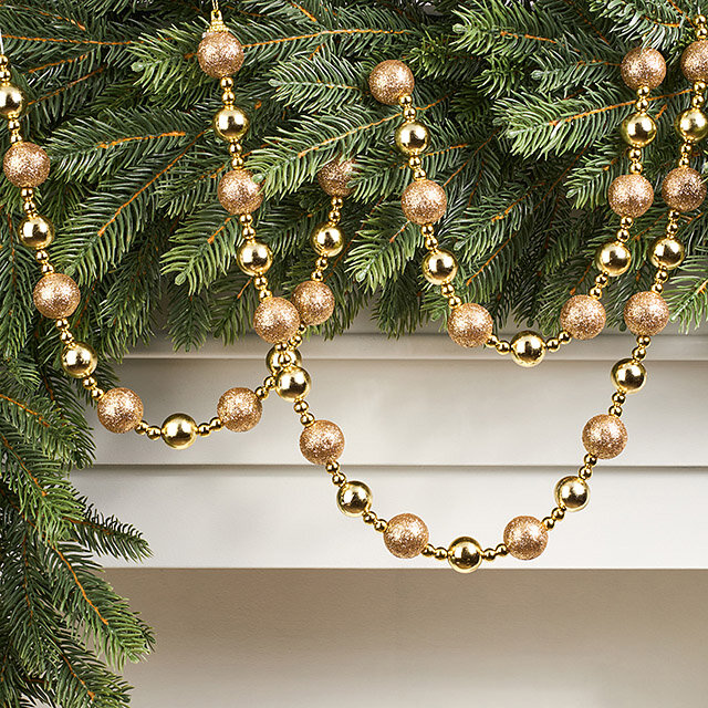 Бусы на елку Barnettby - Gold 2-2.5 см 160 см пластик