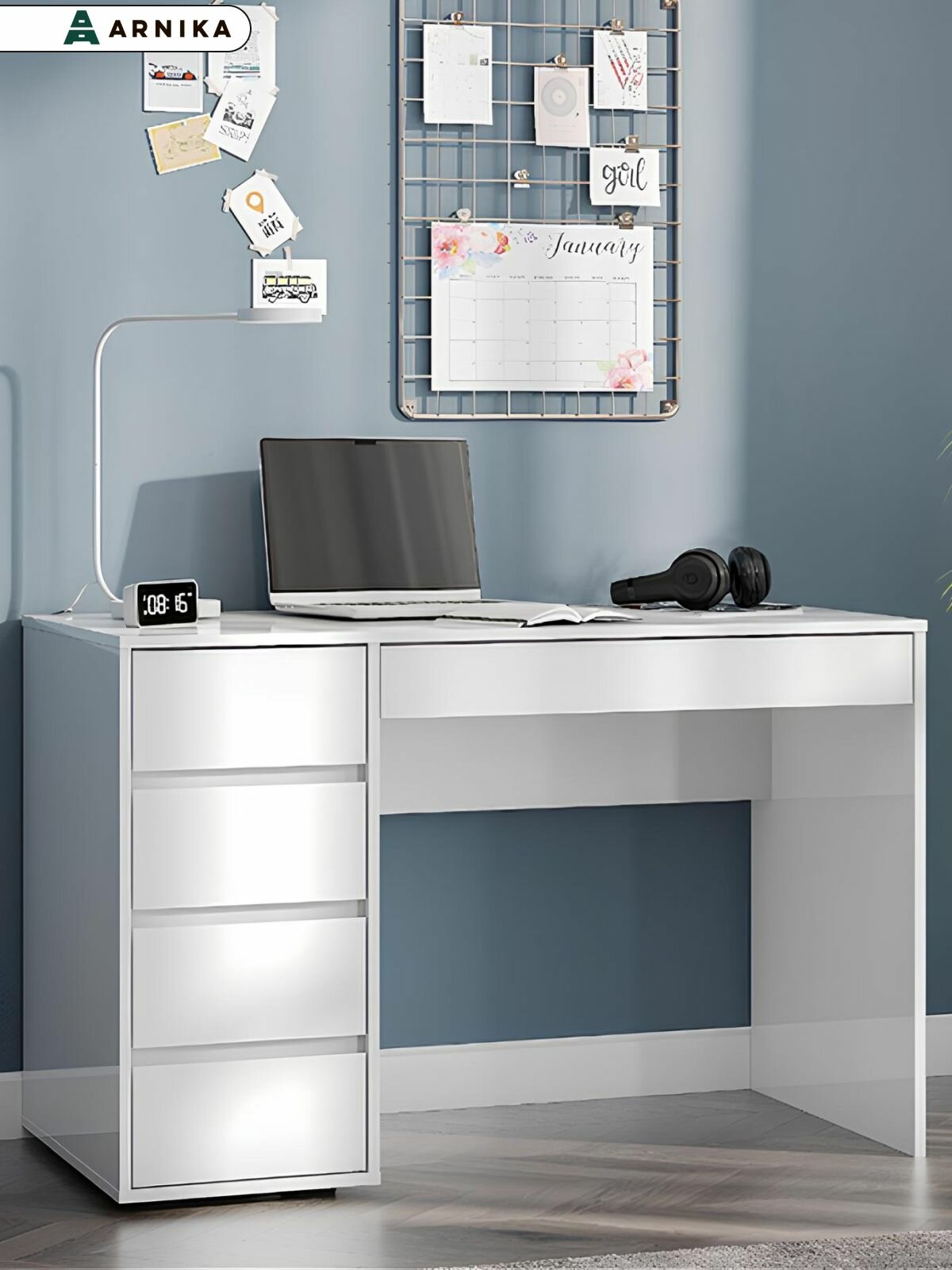 ARNIKA Стол письменный, для школьника с ящиками "Умный Простор" 120х60х78смсм, белый