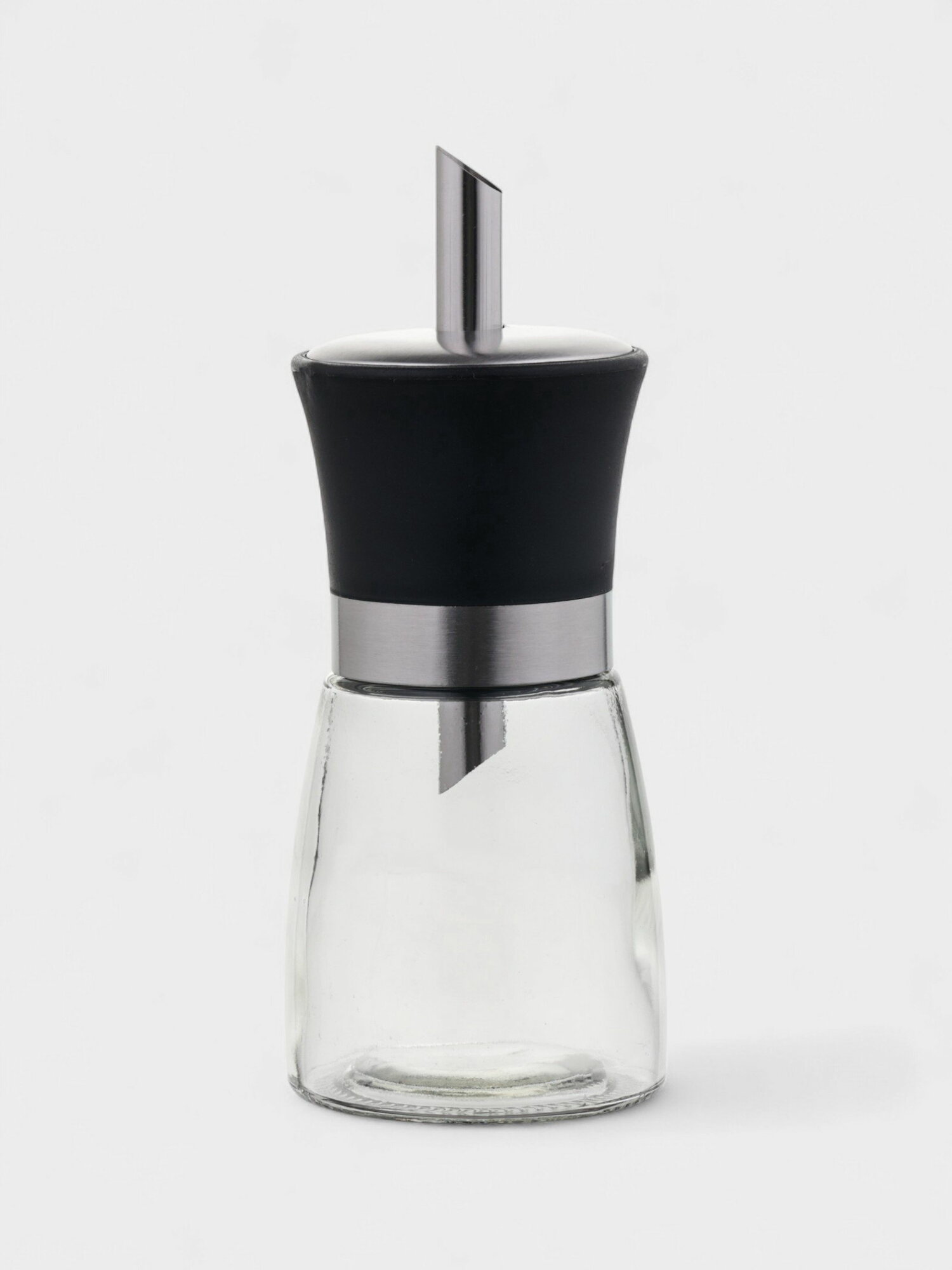 Сахарница 200 мл 6.5x16.5 см с дозатором стекло прозрачная чёрная