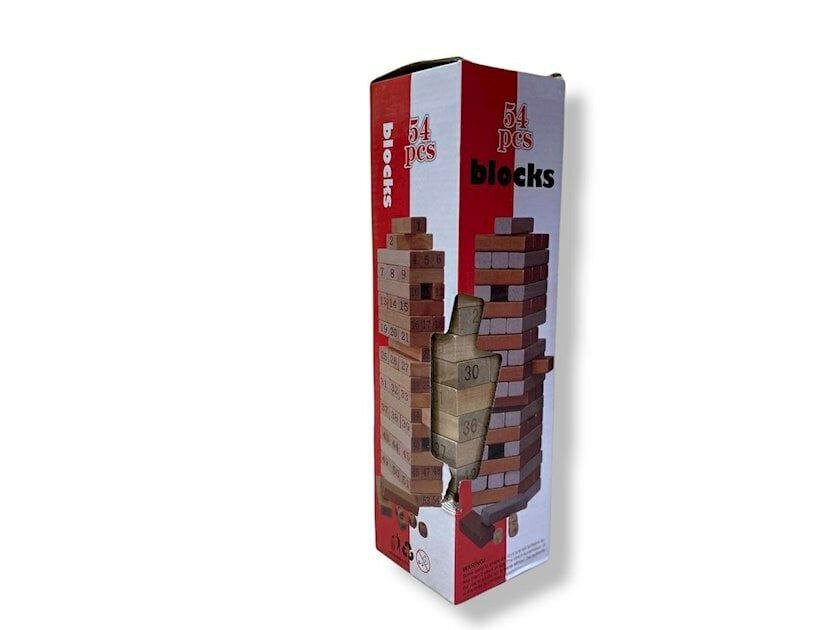 Набор деревянных блоков с цифрами, 54 шт (настольная игра, Jenga) — фото 1