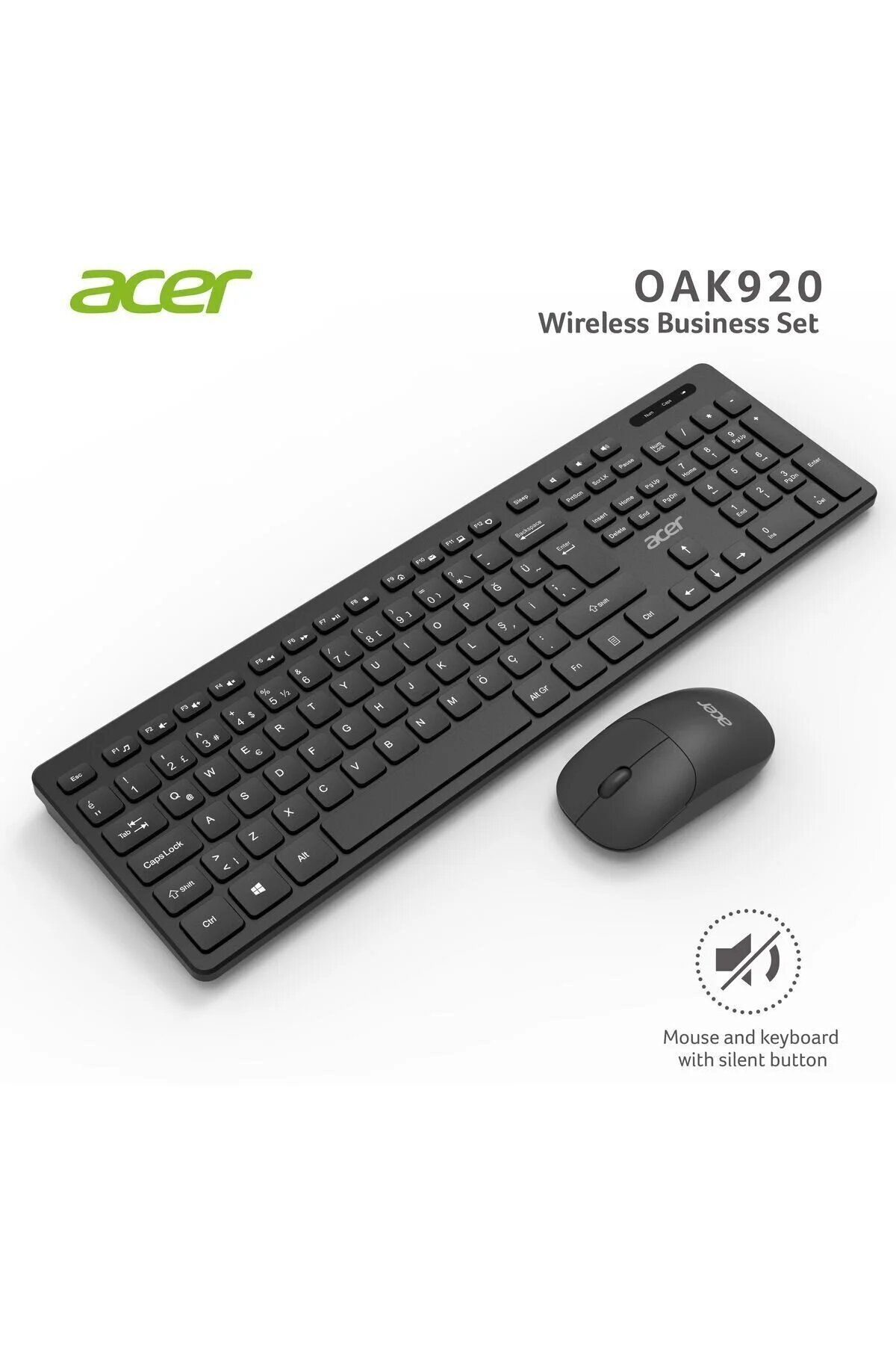 Клавиатура и мышь Acer Oak920 2,4ГГц, беспроводная, 108 клавиш