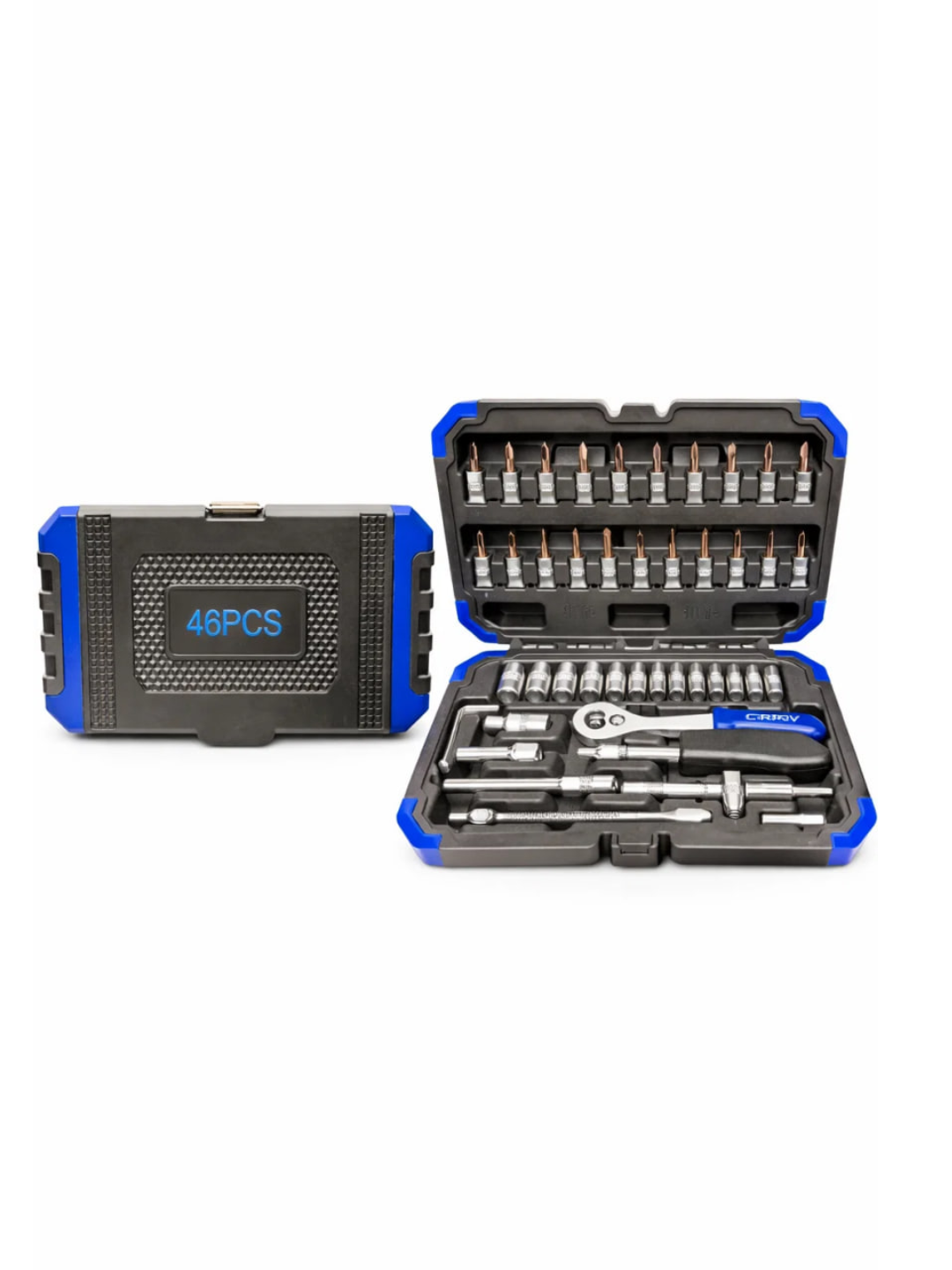Набор инструментов 46 предметов с трещоткой, головки и биты, универсальный комплект