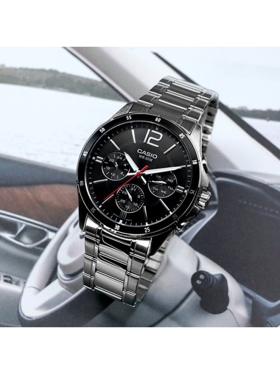 Наручные часы CASIO, серебряный, черный — фото 1