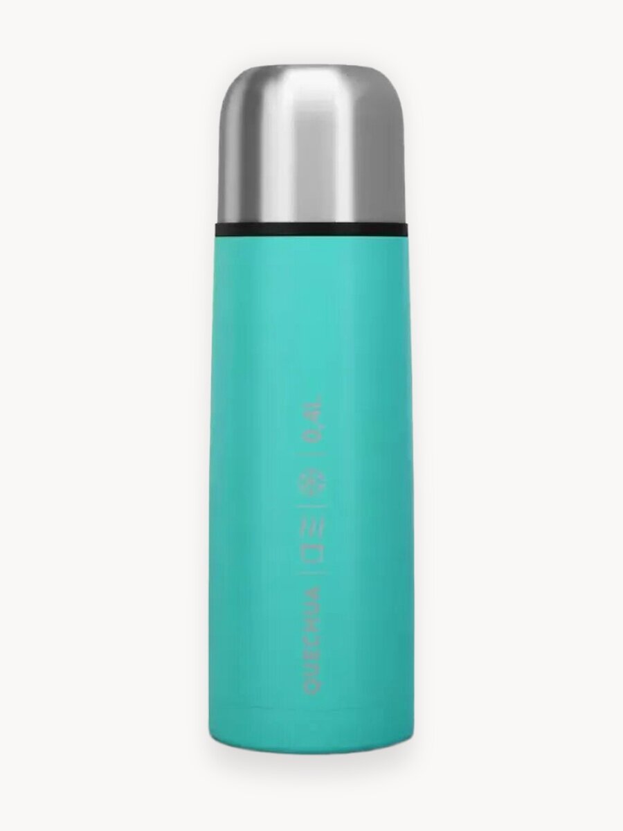 Термос Quechua, нержавеющая сталь, 0,4 л, бирюзовый, с крышкой-чашкой