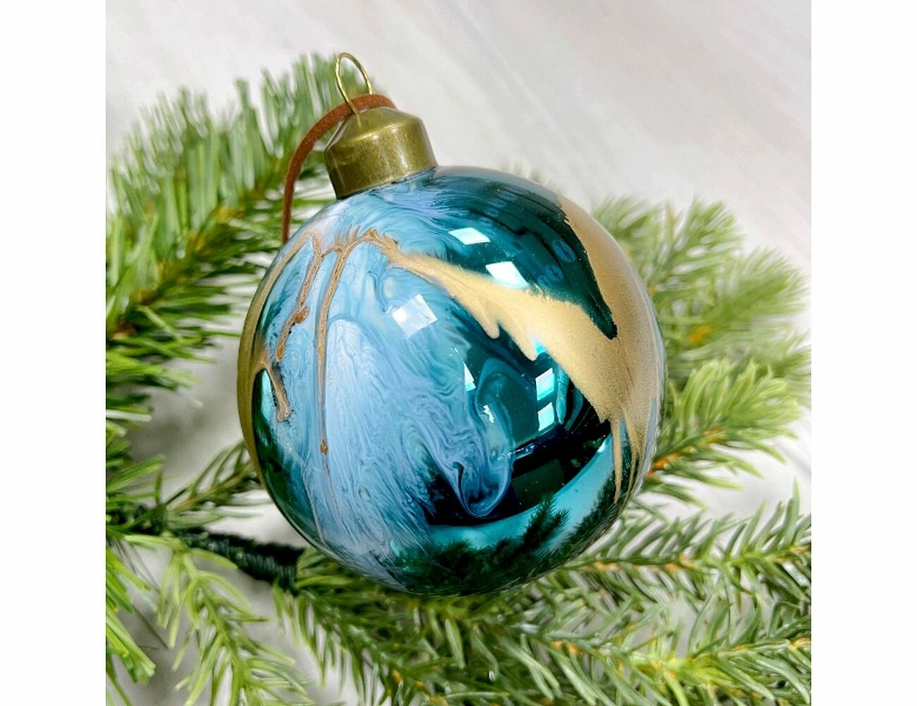 Набор стеклянных ёлочных шаров игра оттенков, бирюзовый, 8 см (упаковка 6 шт.), Christmas Deluxe 87201-набор