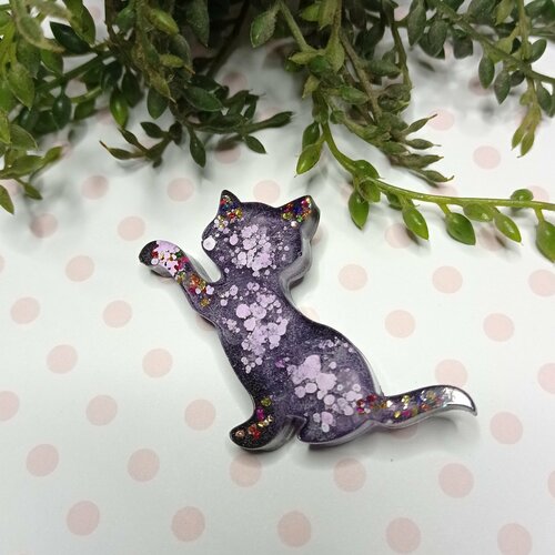 Брошь, фиолетовый брошь кошка cat brooch au