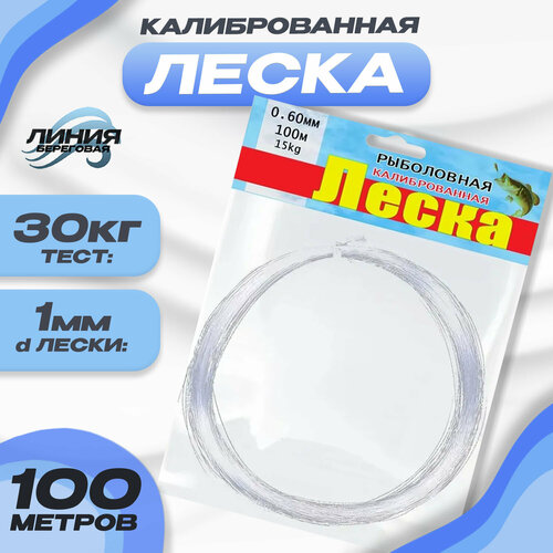 Леска монофильная для рыбалки 1 мм 100м тест 30кг