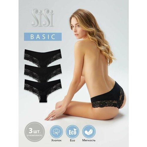 фото Трусы sisi, 3 шт., размер 48 (l), черный