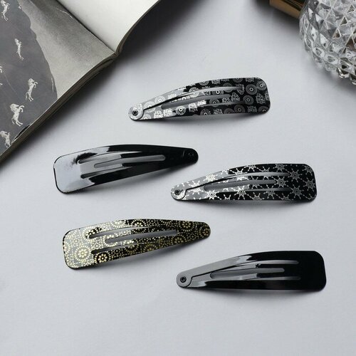 Невидимка для волос Лира набор 10 шт космос 65 см чёрно-белый 293₽