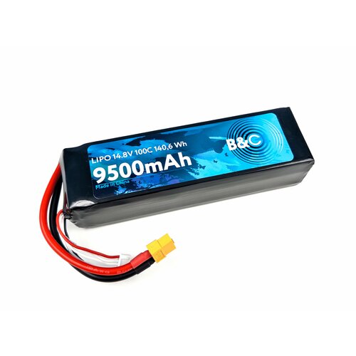 Аккумулятор Li-po B&C 9500 MAH 14.8V (4s) 100C, XT60, Soft case