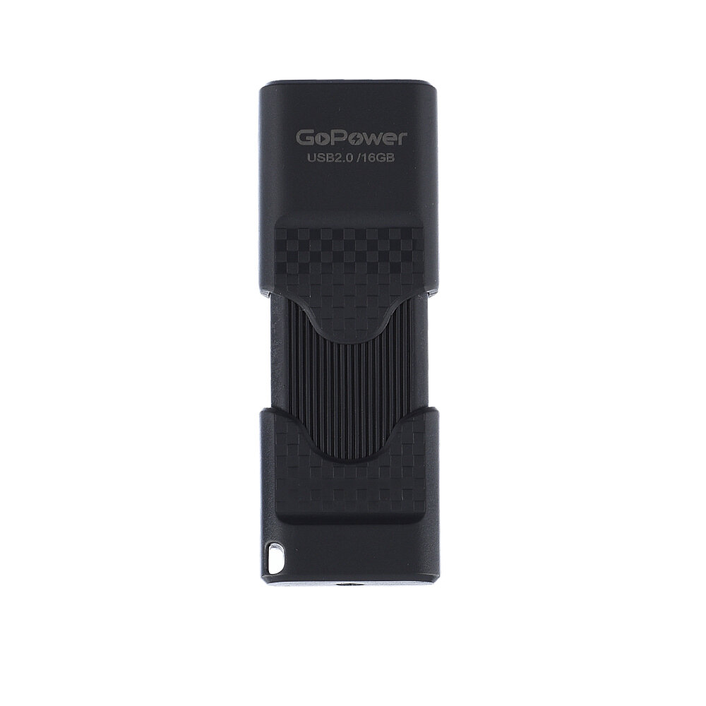 Накопитель USB 2.0 16GB GoPower SLIDER, пластик, черный матовый - фото №3