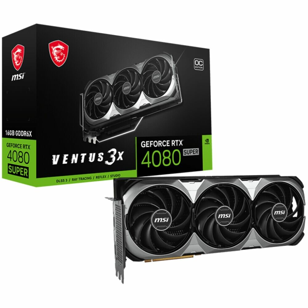 Видеокарта MSI GeForce RTX 4080 Super 16384Mb, Ventus 3X OC 16 Gb (RTX 4080 Super 16G Ventus 3X OC16 Gb) 1xHDMI, 3xDP, Ret