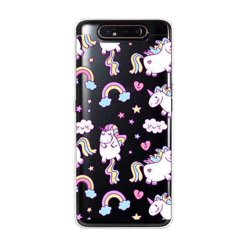 Силиконовый чехол на Samsung Galaxy A80 / Самсунг Галакси A80 Sweet unicorns dreams, прозрачный