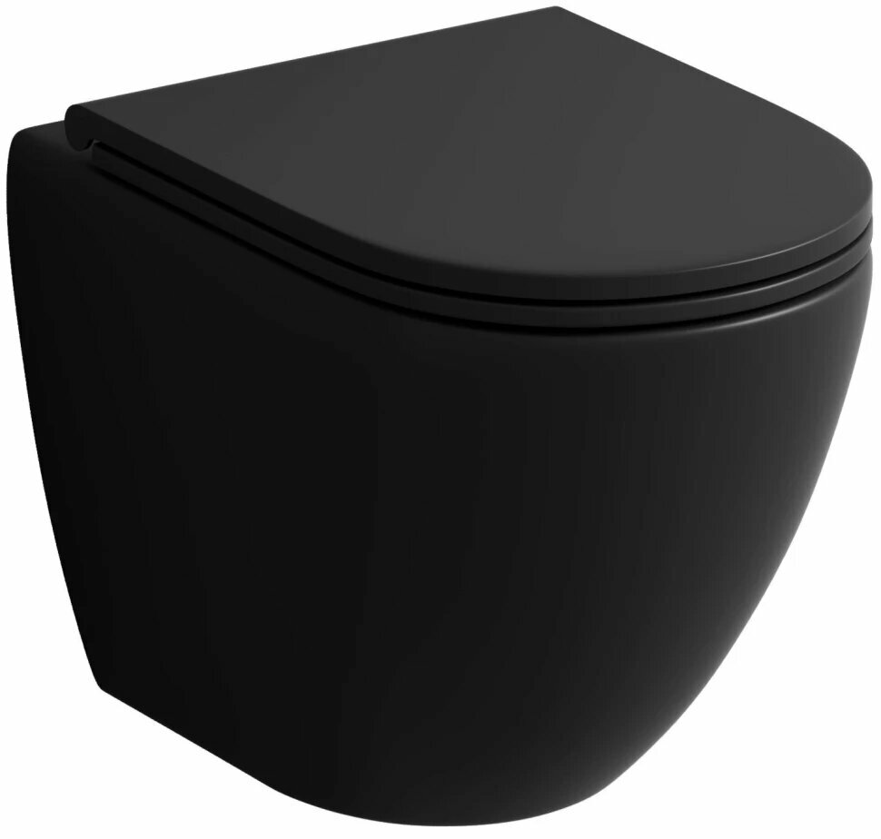 Унитаз подвесной Grossman GR-4455BMSQ безободковый торнадо с сиденьем микролифт черный матовый