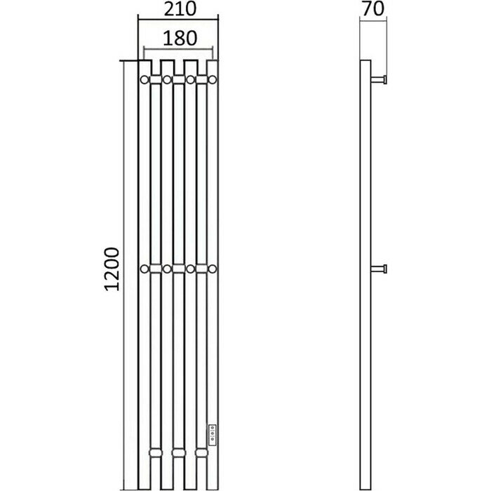 Полотенцесушитель электрический Маргроид Inaro 120х12 R с крючками, черный матовый - фото №13